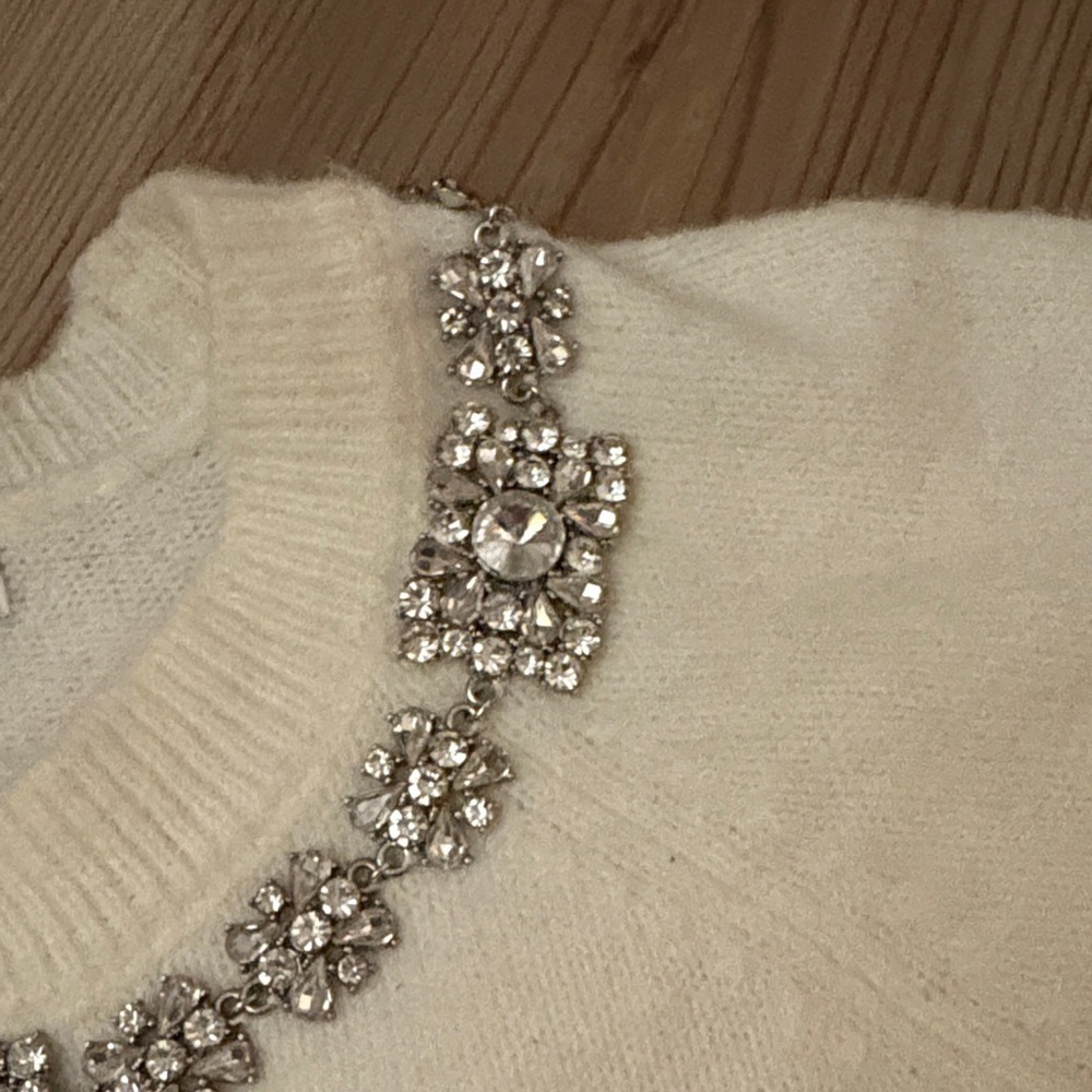 Express Cream Sweater with Embellished Neckline - Picture 6 of 9